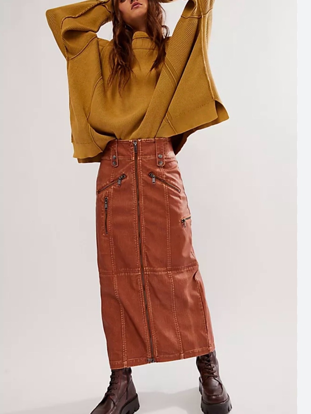 NWT Free People Nowhere to Run Vegan Maxi skirt sz 4
